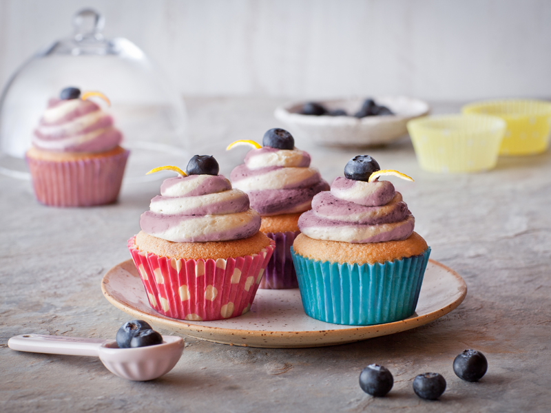 Citrónovo-čučoriedkové cupcakes